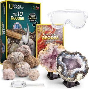 Kids Educational STEM Science Geology Kit Break Open‎ 10 Premium Geodes Toys